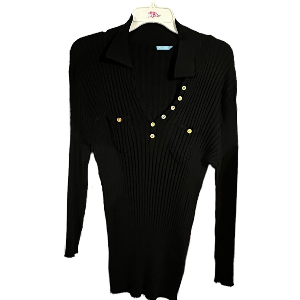 Gently loved J.McLaughlin Stretchy Black Ribbed Sweater